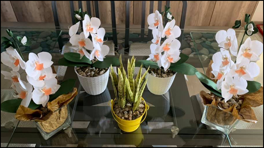 elena castagno, orchidea in carta pergamena, colorazione e 
